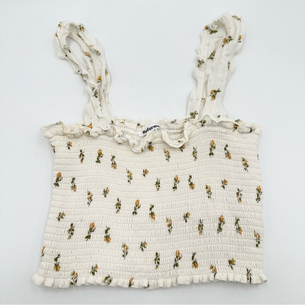 Reformation Sally Crop Top Smocked